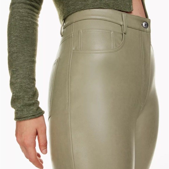 Wilfred Pants - Wilfred Melina Slim Vegan Leather in Bitter Sage
